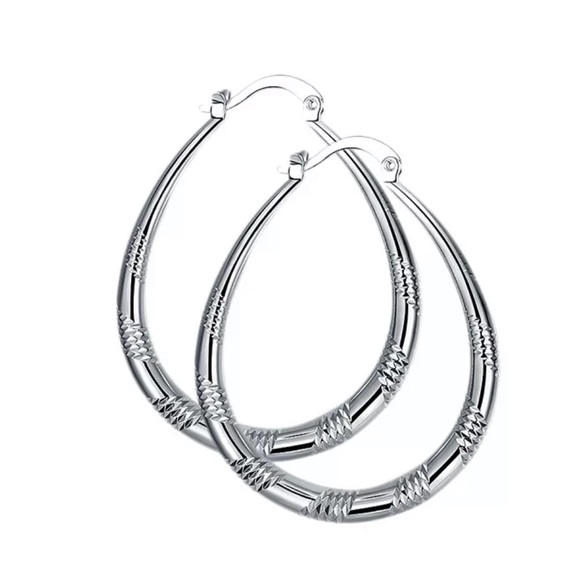New 925 Sterling Silver Hoop Earrings - Picture 3 of 8